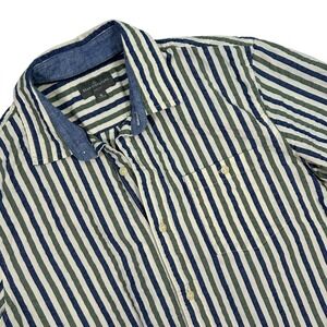 L.L. Bean Signature Slim Fit Striped Camp Shirt Short‎ Sleeve Button Up Mens Med